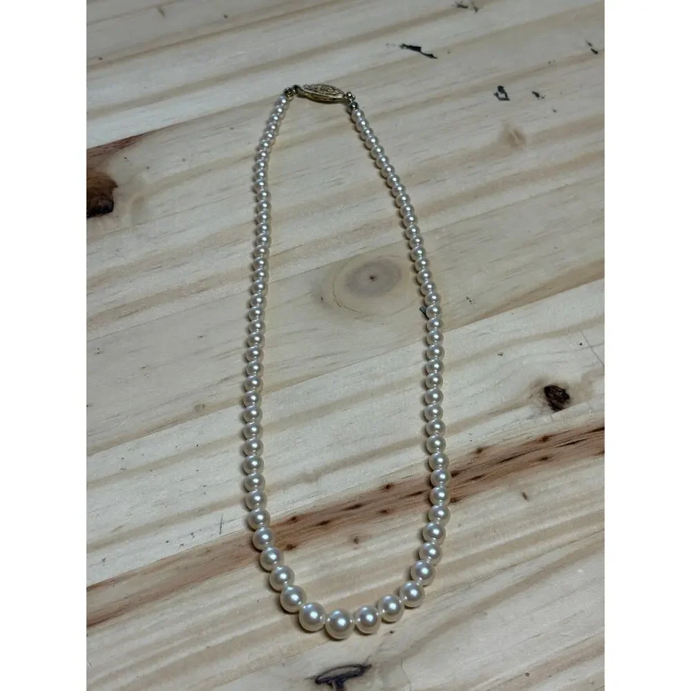 Marvella Faux Pearl Necklace Gold Tone Clasp 14